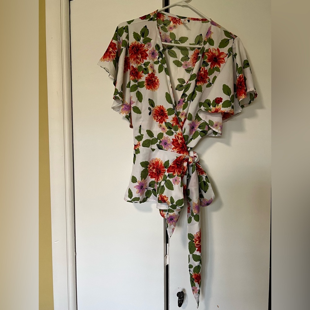 Floral wrap shirt